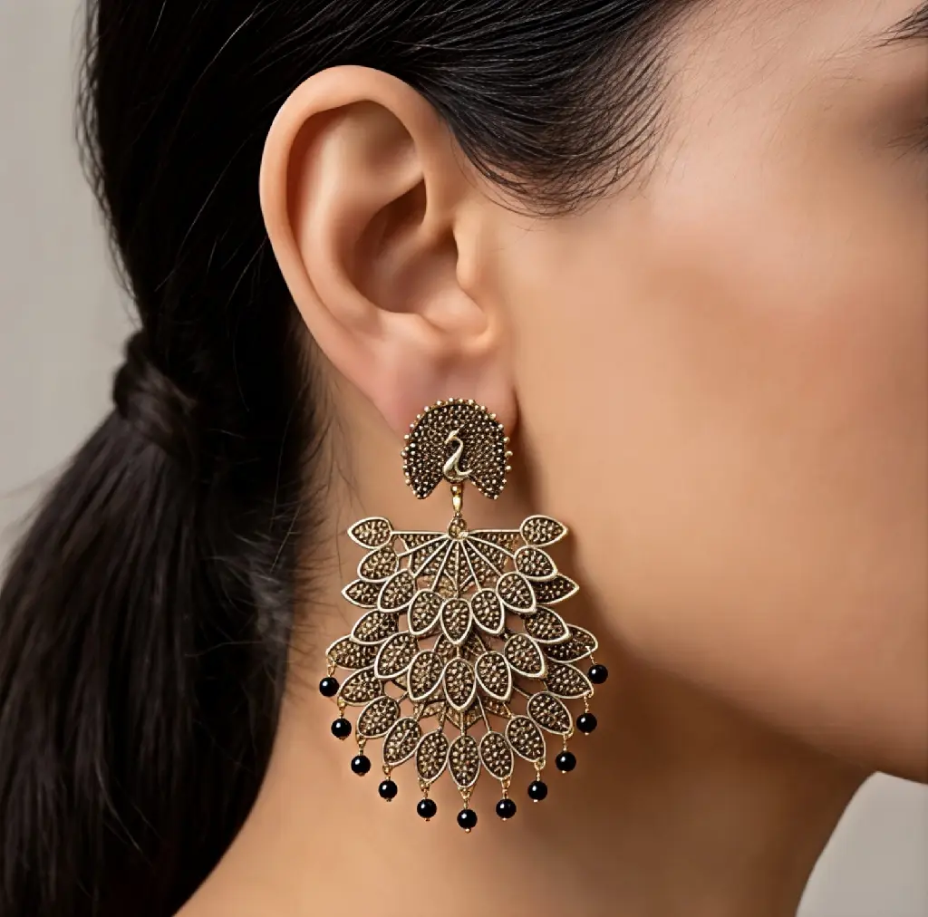 3 Layer peacock Design Earrings
