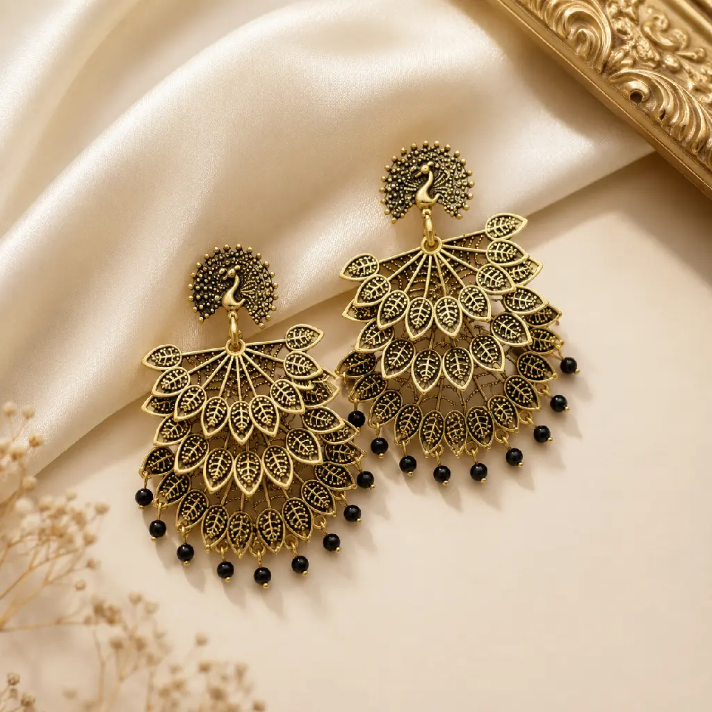 3 Layer peacock Design Earrings