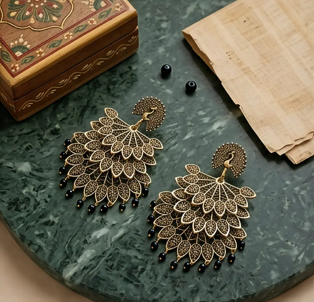 3 Layer peacock Design Earrings