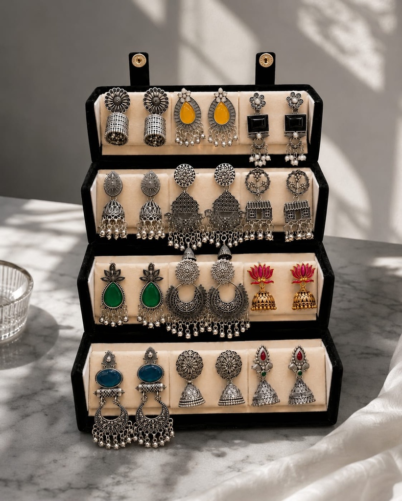 12 Pair Ethnic Earrings Combo